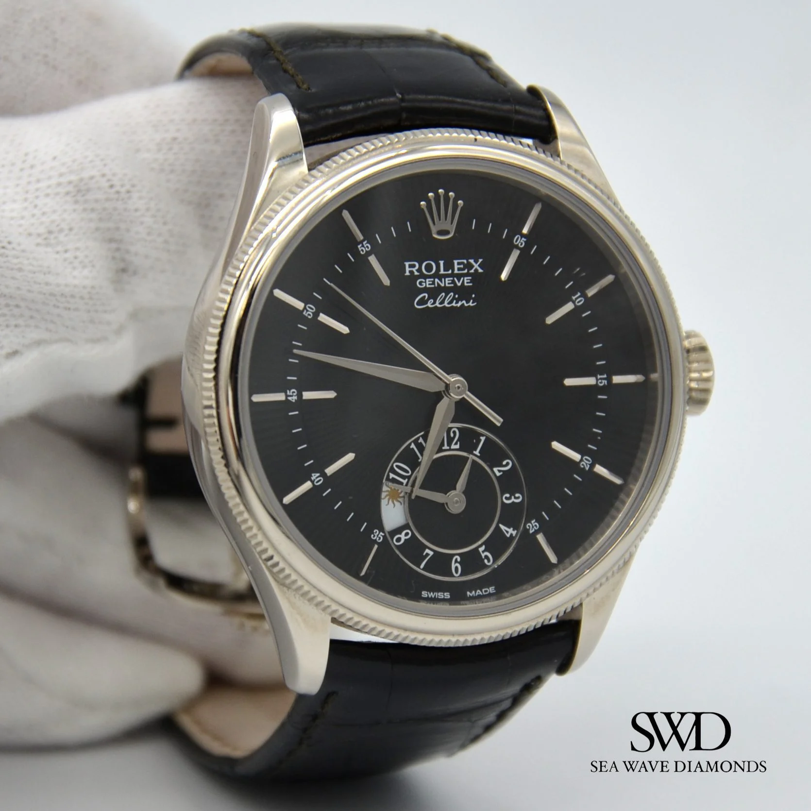 Rolex Cellini Dual Time Black Dial 50529