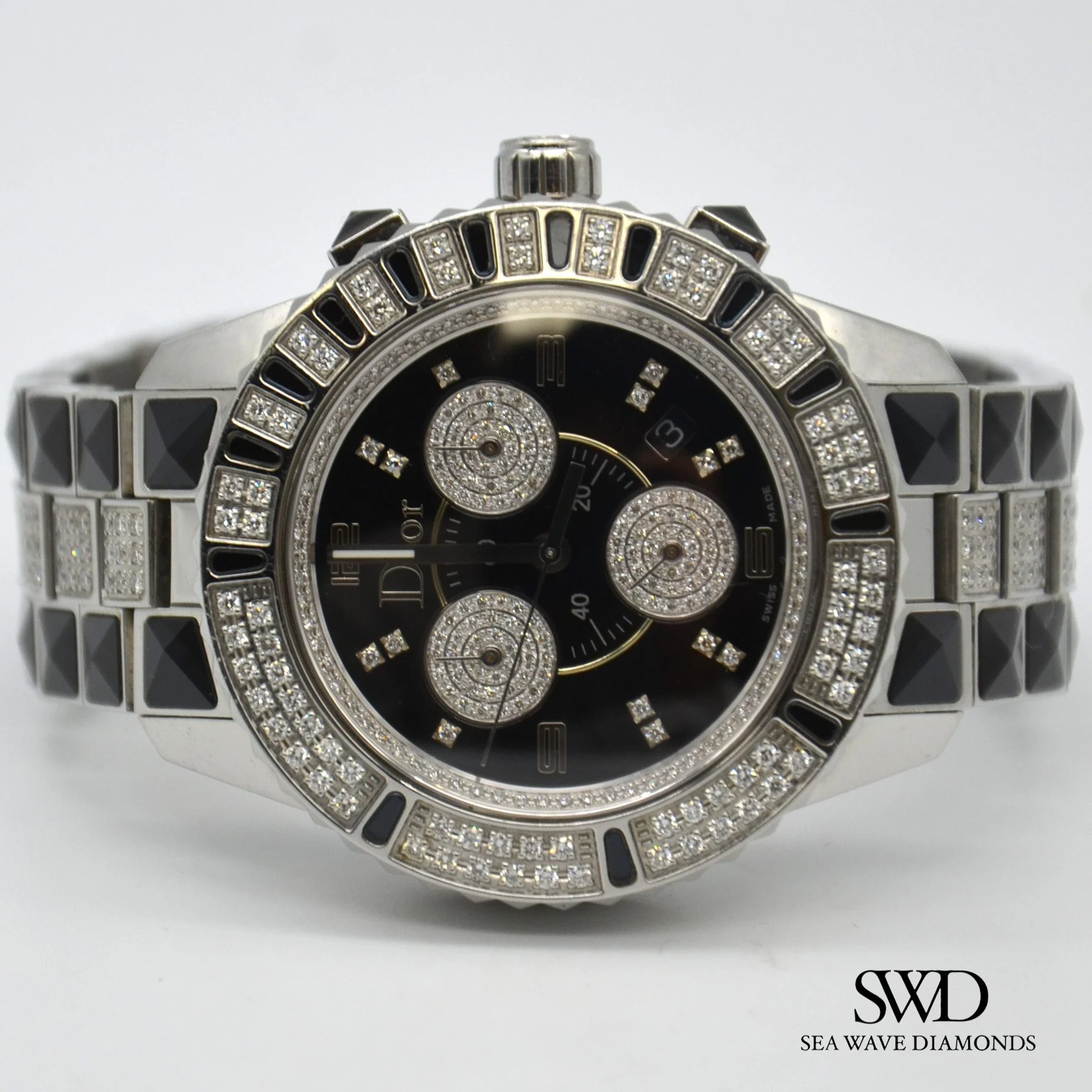 Dior Christal Chronograph Black Diamond Dial CD11431D